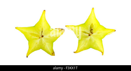 Pair of star fruit slices isolated on white Stock Photo