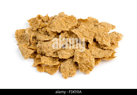 Macro closeup of bran flakes isolated against white Stock Photo