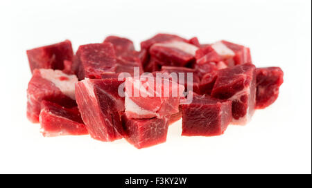 Closeup macro of marbeled, uncooked lamb and mutton isolated against a white background Stock Photo