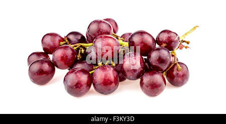 Macro closeup of red grapes on vine isolated Stock Photo