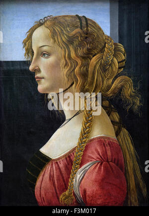 Berlin. Germany. Portrait of a Young Woman (Simonetta Vespucci?) (1460/1465), by Sandro Botticelli. Stock Photo