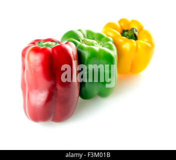 Colorful bell peppers isolated on white Stock Photo
