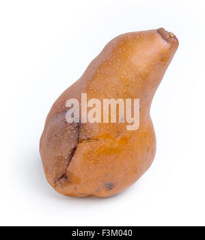 Over ripe pear isolated against white Stock Photo