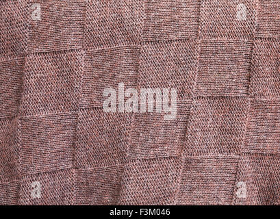 Brown woolen fabric with squares pattern background texture Stock Photo