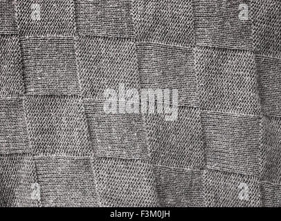 Gray woolen fabric with squares pattern background texture Stock Photo