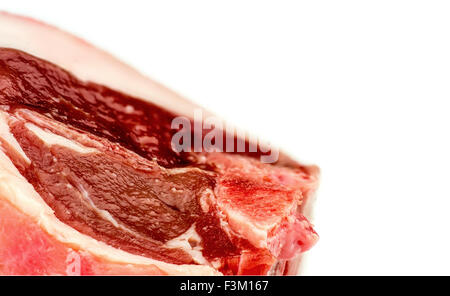 Background texture closeup of delicious uncooked raw lamb mutton meat Stock Photo