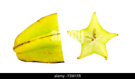 Star fruit carambola with cross section isolated on white Stock Photo