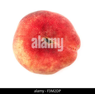 Aerial of isolated donut saturn peach fruit on white Stock Photo
