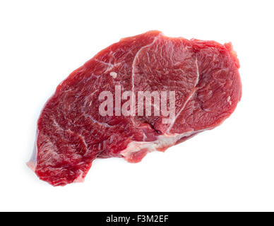 Macro closeup of single uncooked raw beef steak Stock Photo