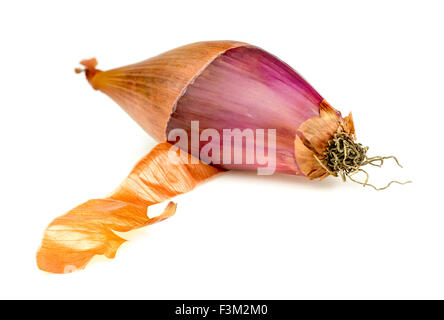 Half peeled purple onion Stock Photo