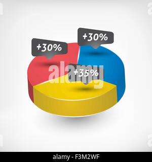 Multi color pie chart with percentage template Stock Vector