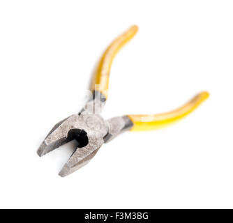 Rusted old yellow pliers Stock Photo