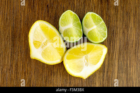 Aerial macro of lemon and lime wedges Stock Photo