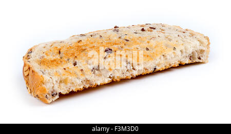 Macro of multi-grain toast isolated against white Stock Photo