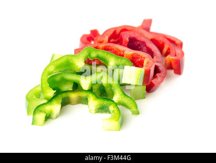 Sliced bell peppers, vibrant isolated on white Stock Photo