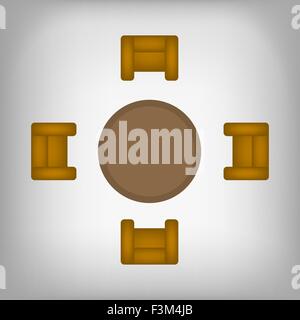 workplace with table and chairs. top view Stock Vector