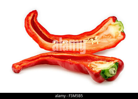Red chili pepper cut in half Stock Photo