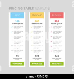 three tariffs. interface for the site. ui ux vector banner for web app. three tariffs. interface for the site. ui ux vector bann Stock Vector