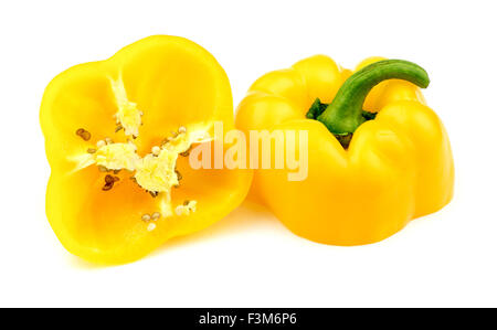 Halved yellow bell pepper Stock Photo