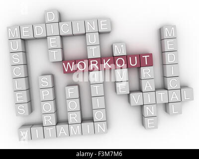 3d image Workout word cloud concept Stock Photo