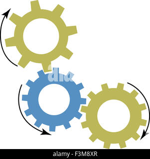Mechanism of gears. Cogwheel and machine work, machinery industrial, mechanical order, vector art design abstract unusual fashio Stock Photo