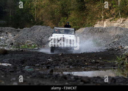 lava tour merapi mountain with jeep yogyakarta, indonesia Stock Photo