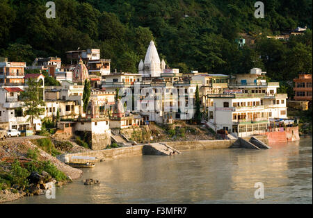 Rishikesh, Uttaranchal, India. Sant Sewa Ashram. Lakshman Jhula. Rishikesh. India.  Rishikesh, also spelled Hrishikesh, Rushikes Stock Photo