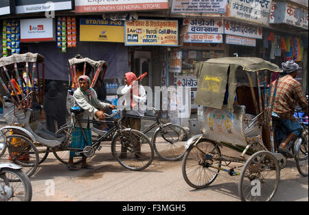 Traffic, Old City, Varanasi, Uttar Pradesh, India, Asia. Varanasi, Uttar Pradesh, India. Varanasi is the most chaotic city I hav Stock Photo