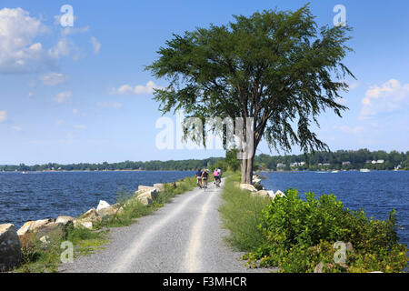 Bike Path,  Colchester Causeway Park on Lake Champlain, Burlington, Vermont, USA Stock Photo