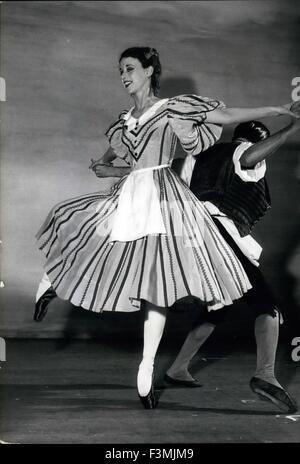 Feb. 24, 1967 - Ballerina with the smallest feet to dance before Princess Margaret: When Princess Margaret attends the Sadler's Wells gala performance held in her honour on December 9th, she will see dancing the girl who is known to have the tiniest feet in the Sadler's Wells Theatre ballet company. She is 24 year old pretty, blonde Patricia Miller who will dance the lead in Pineapple Poll. Miss Miller is a South African who came to London five years ago. She has already appeared on Television. Patricia Miller finds having tiny feet has one drawback, it means she always has to keep a large sto Stock Photo