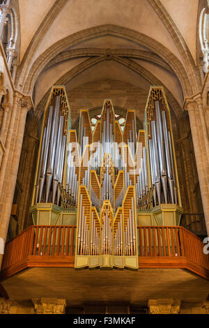 Organ pipes of Saint Peter's Cathedral in Geneva, Switzerland Stock Photo