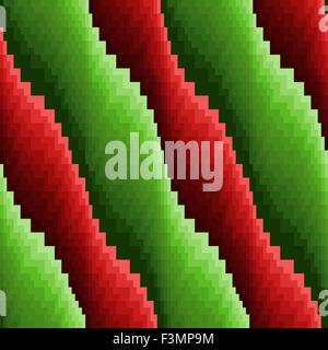 Abstract wavy stripes in red and green hues, seamless vector pattern Stock Vector