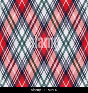 Rhombic seamless vector pattern as a tartan plaid mainly in red and light grey colors Stock Vector