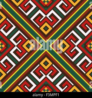 Seamless colourful vector pattern with oriental elements mainly in red, white and green hues Stock Vector