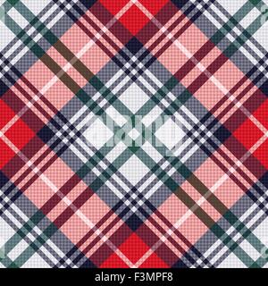 Diagonal seamless vector pattern as a tartan plaid mainly in red and light grey colors Stock Vector