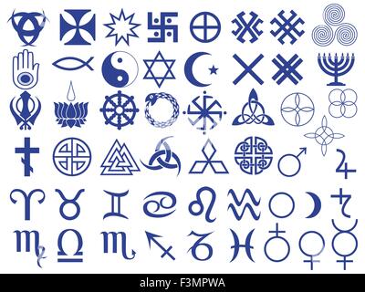 Set of fifty one various vector symbols created by mankind in different periods of history Stock Vector