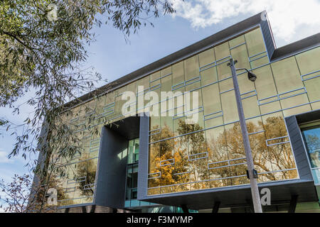 Reflections of autumn on the Perimeter Institute for Theoretical Physics building. Stock Photo
