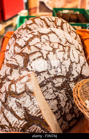 Bread for sale on display in open-air market in Tykocin Poland Stock Photo