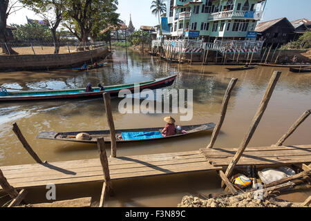 Ywama Village, Nyaung Shwe is the largest village on the Inle Lake. Myanmar Stock Photo