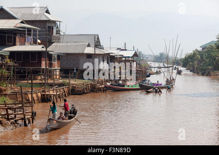 Ywama Village, Nyaung Shwe is the largest village on the Inle Lake. Myanmar Stock Photo