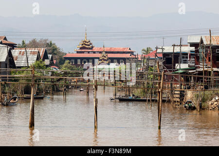 Ywama Village, Nyaung Shwe is the largest village on the Inle Lake. Myanmar Stock Photo