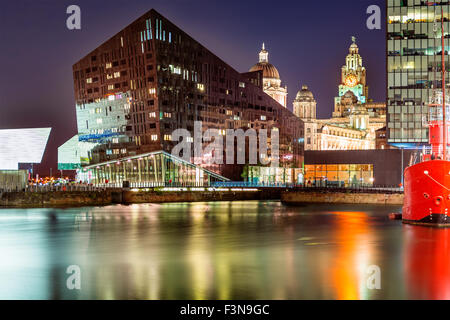 September 2015, night capture of the city center in Liverpool Stock Photo