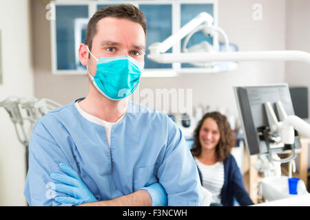 View of a young attractive dentist in his office Stock Photo