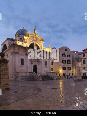 St Blaise church, Dubrovnik Old City, illuminated at dawn. Stock Photo