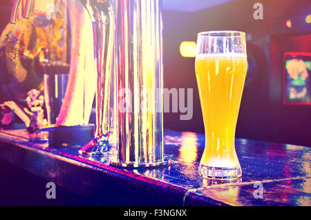 Beer from dispenser. Alcohol conceptual image. Pub. Stock Photo