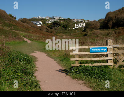 Footpath to Wembury Village from the beach, Devon, UK Stock Photo