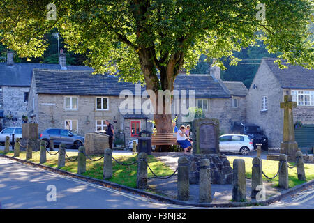 Castleton's Market Place in the Hope Valley, Derbyshire Stock Photo