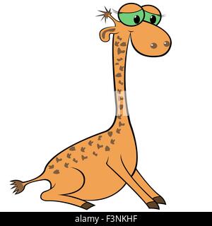 Giraffe isolated on white background. Hand drawing cartoon vector illustration Stock Vector