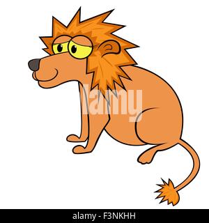 Lion isolated on white background. Hand drawing cartoon vector illustration Stock Vector