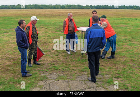 The open helicopter sport championship of Republic of Belarus 'Gorovets cup' - 2015. Judges of competitions. Stock Photo